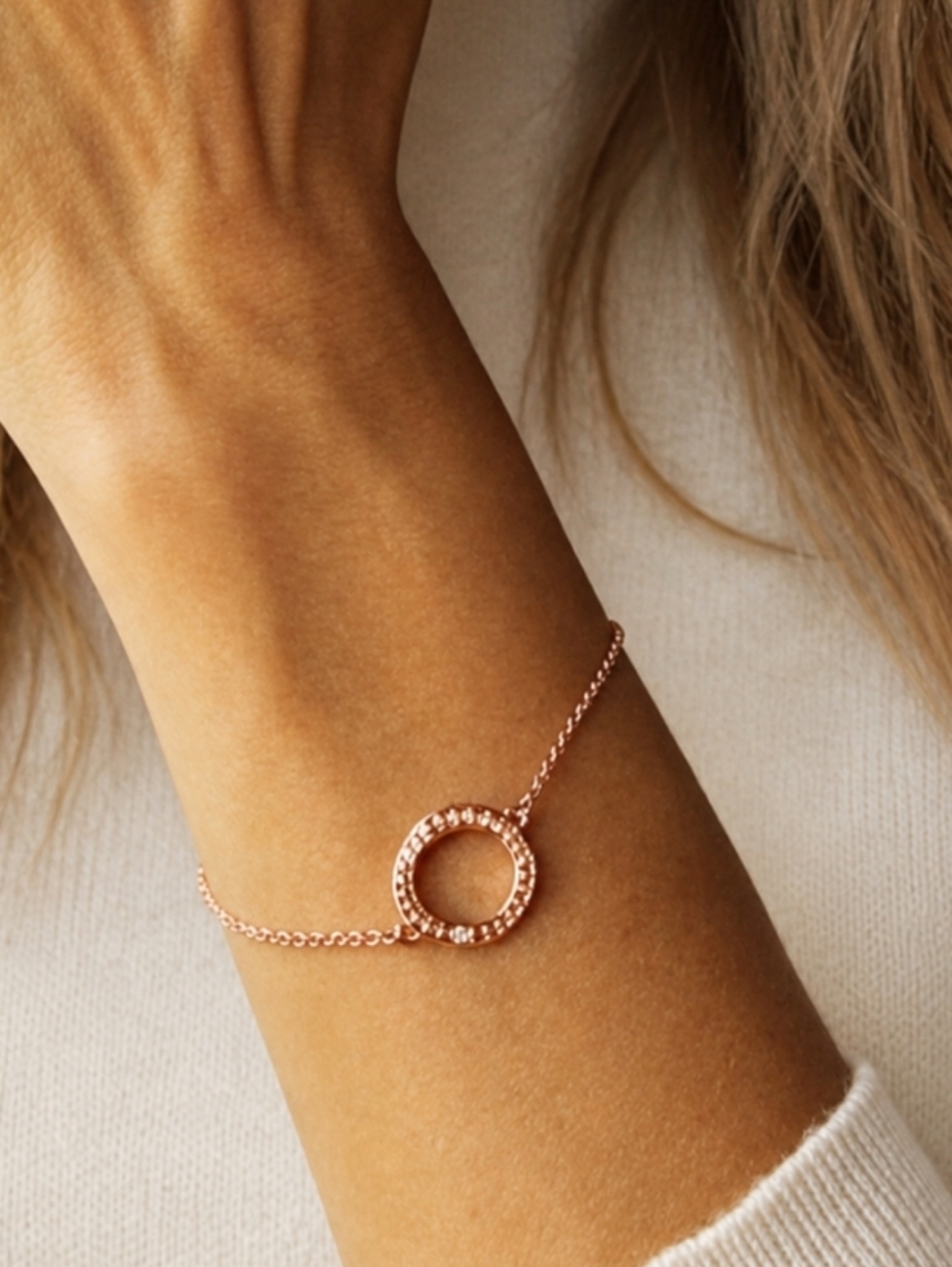 Adore by Swarovski Rose Gold Circle Bracelet Crystal Pavé